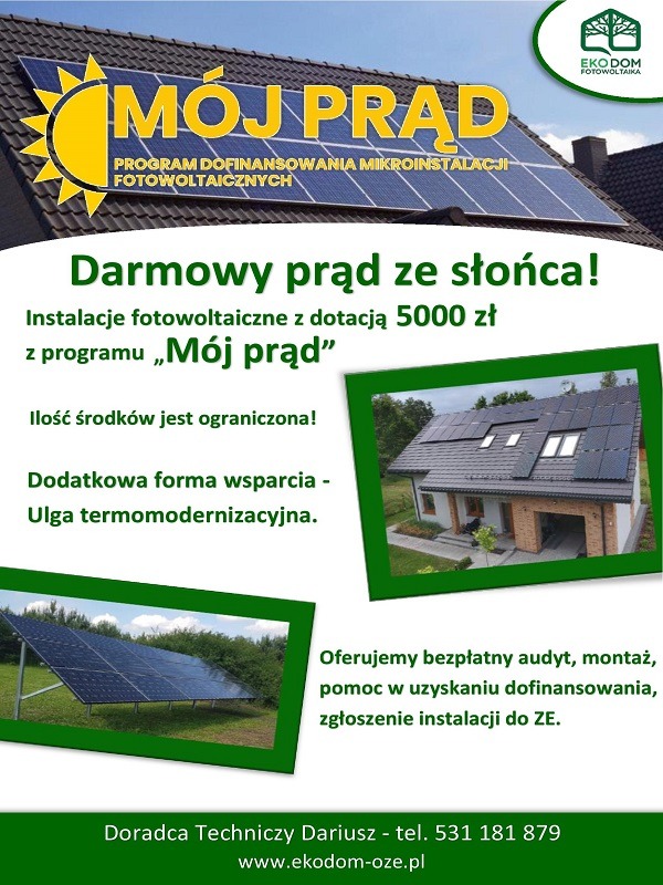 Dofinansowanie na instalacje fotowoltaiczne z programu "Mój Prąd"