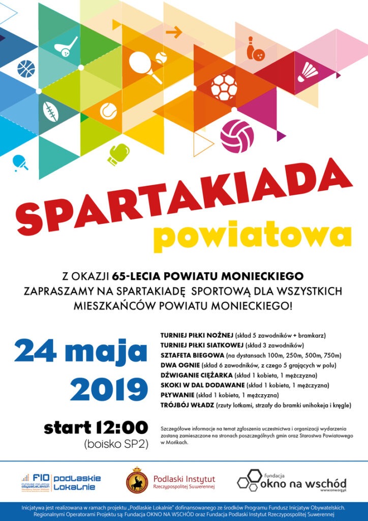 Spartakiada powiatowa z okazji 65-lecia powstania Powiatu Monieckiego