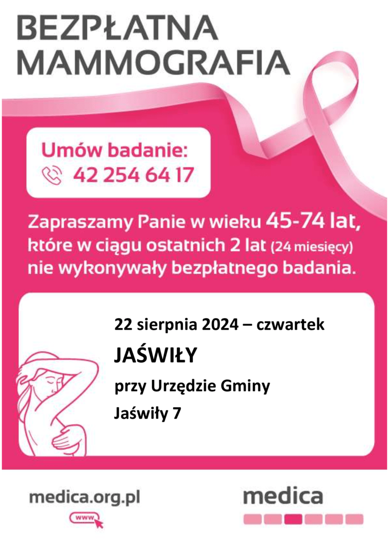 Bezpłatne badania mammograficzne w Jaświłach