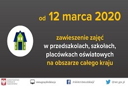Zawieszenie zajęć dydaktyczno-wychowawczych w przedszkolach, szkołach i placówkach oświatowych