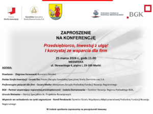 Zaproszenie na konferencję Przedsiębiorco, Inwestuj z ulgą! I korzystaj ze wsparcia dla firm