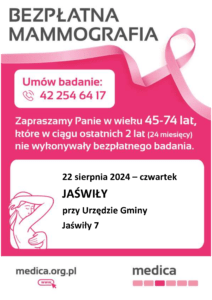 Bezpłatne badania mammograficzne w Jaświłach