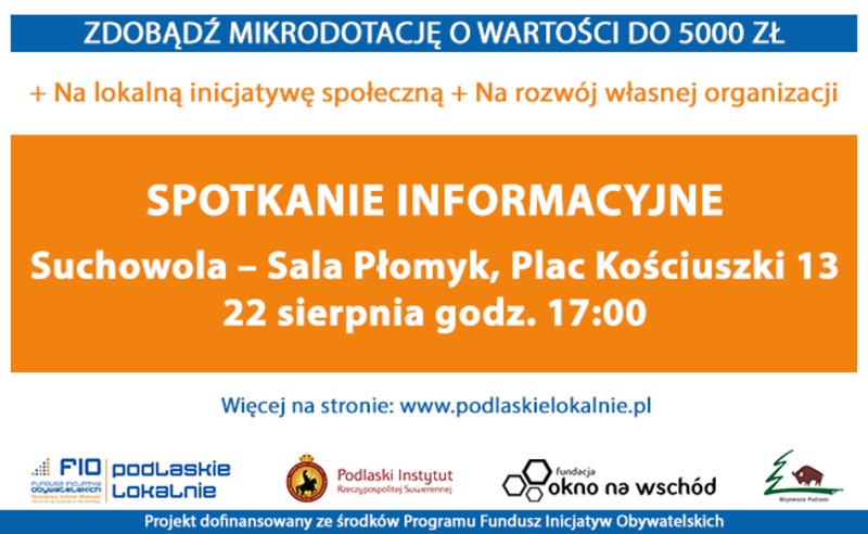 Ruszył nabór wniosków do projektu Podlaskie Lokalnie - zdobądź mikrodotację do 5000zł