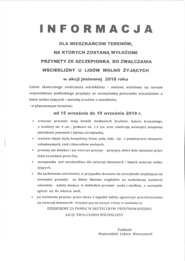 Informacja dla mieszkańców